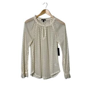 Ella Moss Nikita Lace Blouse Size M Cream Sheer Fairy Dainty Romantic Ethereal